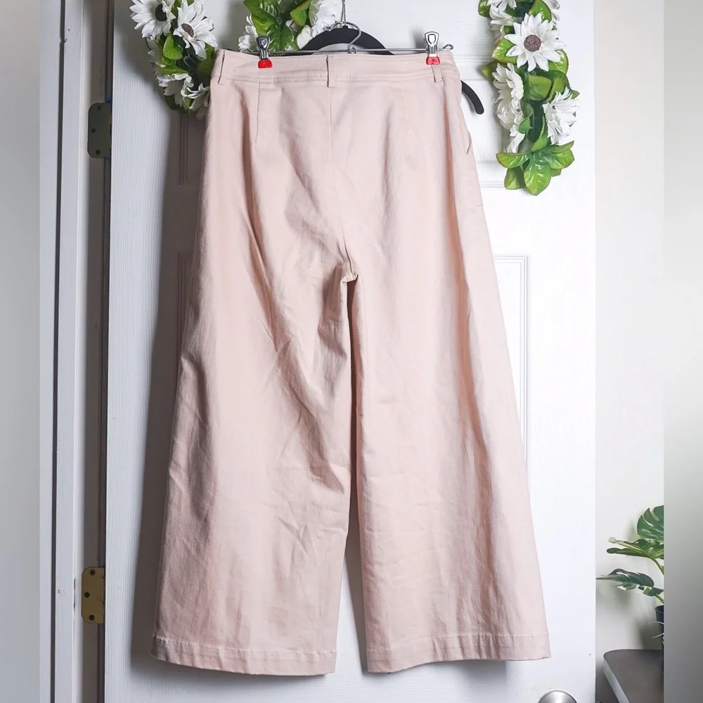 Pink Barrel Wide Leg Pants Button Front High Waist Francescas Blue Rain